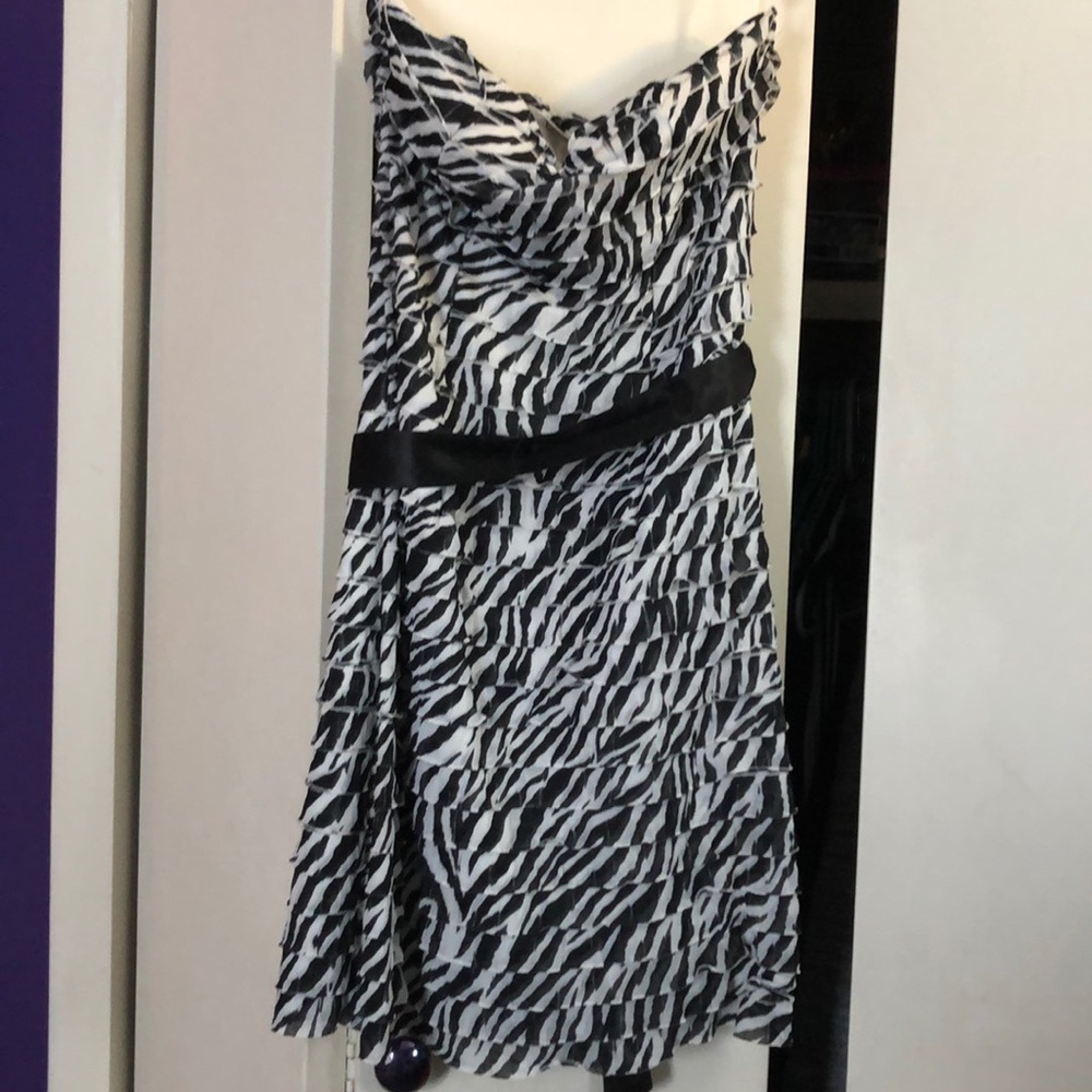 Strapless zebra print dress